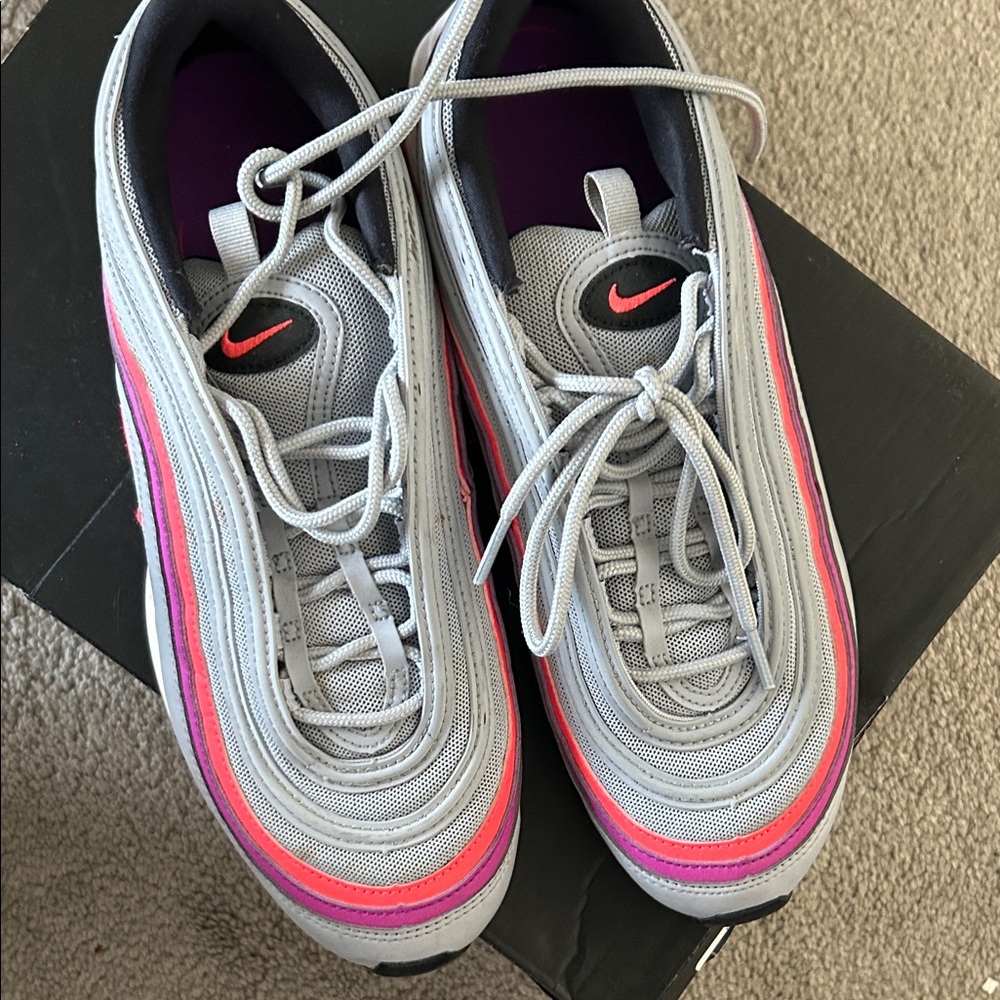 Nike Air Max 97 Gray and Pink Sneakers - Picture 3 of 3